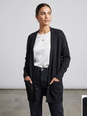 Classic Black Open-Front Cardigan